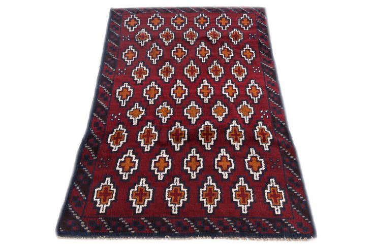 Detail image of 2' 9 x 4' 8 Hand Knotted Balouch Persian Wool Rug