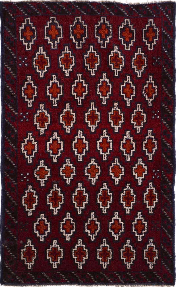 2' 9 x 4' 8 Hand Knotted Balouch Persian Wool Rug