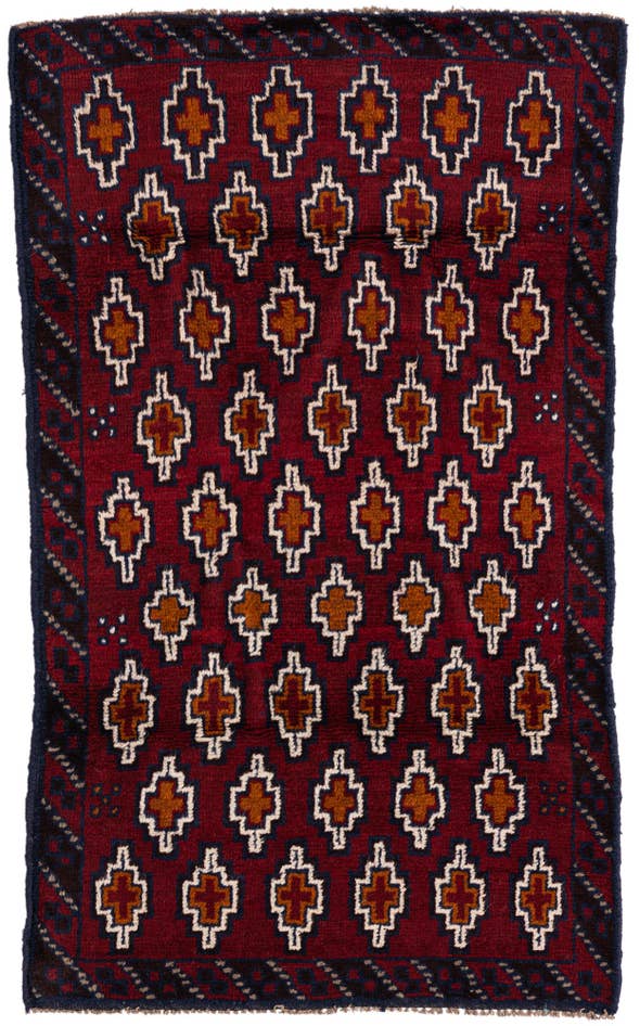 Detail image of 2' 9 x 4' 8 Hand Knotted Balouch Persian Wool Rug