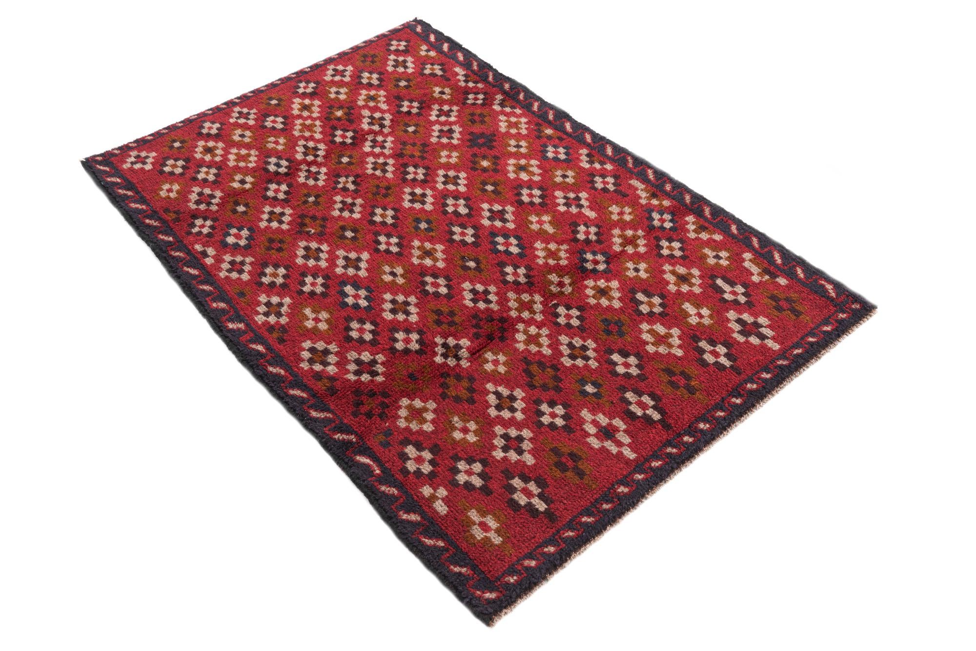 3' x 4' 7 Hand Knotted Balouch Persian Wool Rug