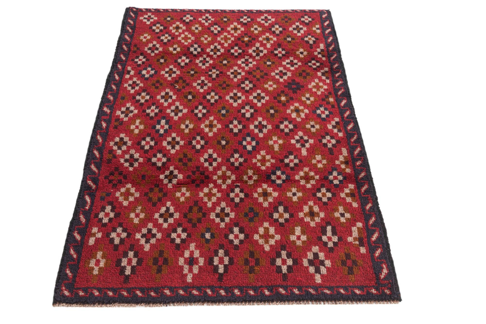 3' x 4' 7 Hand Knotted Balouch Persian Wool Rug