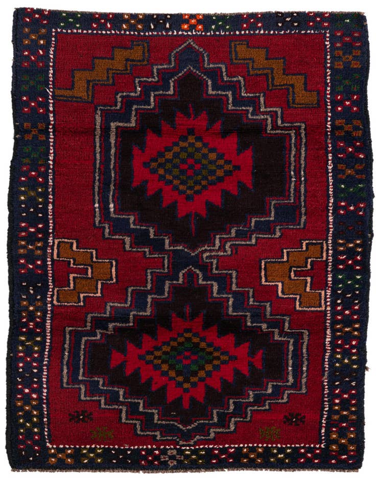 Detail image of 2' 10 x 4' 7 Hand Knotted Balouch Persian Wool Rug