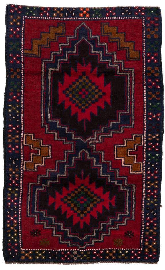 Detail image of 2' 10 x 4' 7 Hand Knotted Balouch Persian Wool Rug