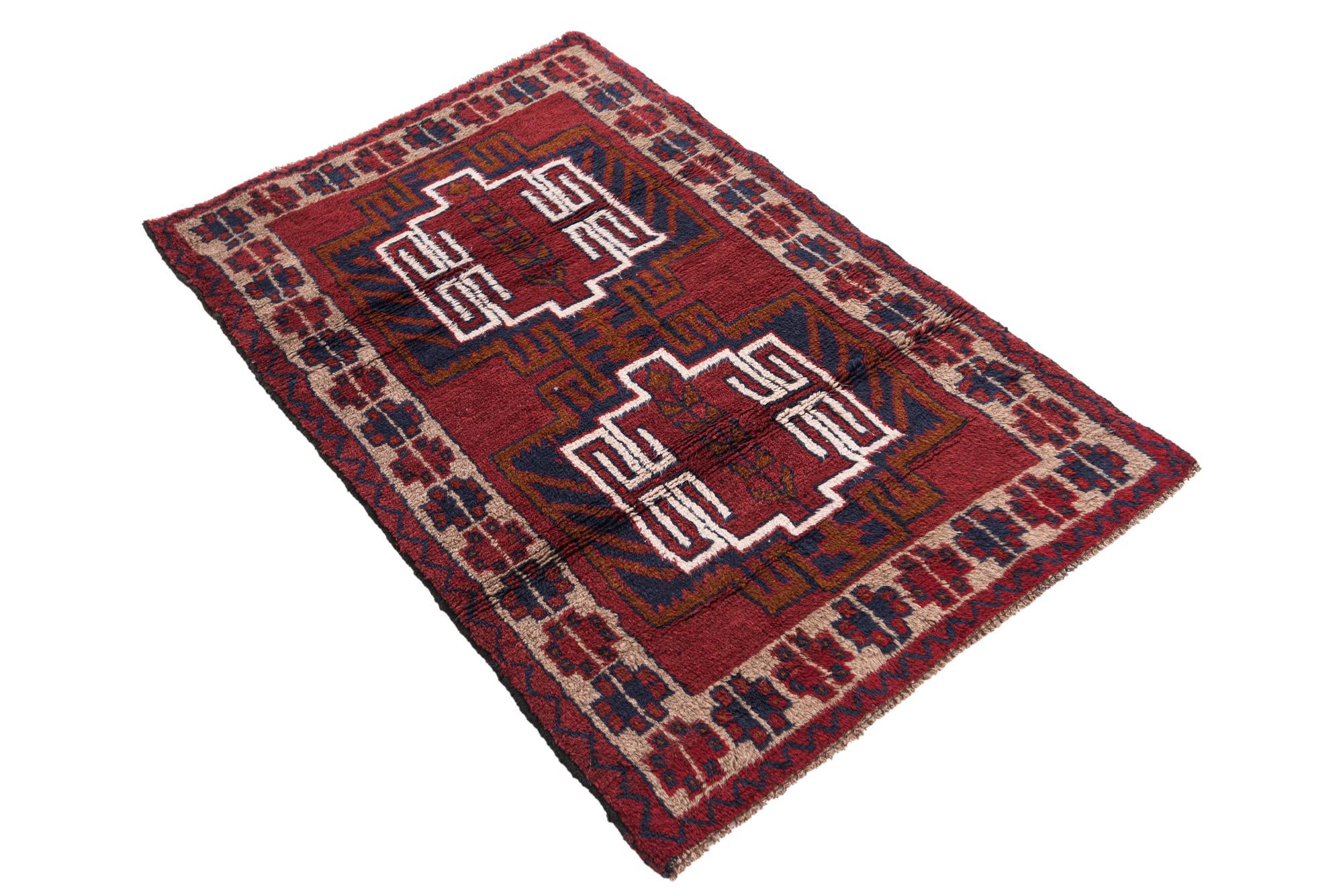 2' 10 x 4' 5 Hand Knotted Balouch Persian Wool Rug