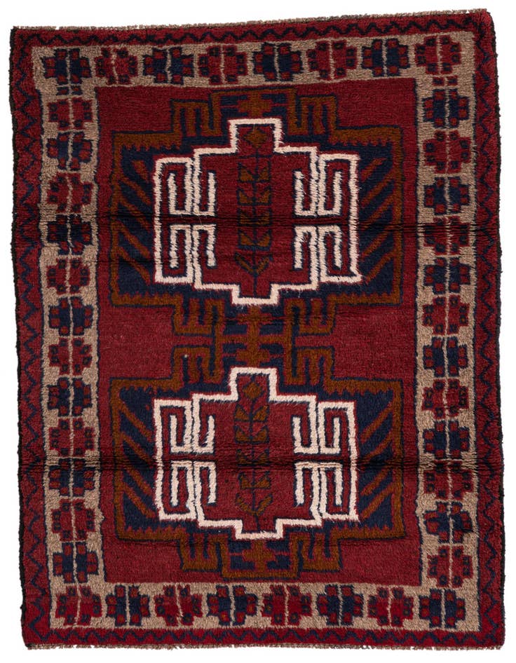 Detail image of 2' 10 x 4' 5 Hand Knotted Balouch Persian Wool Rug