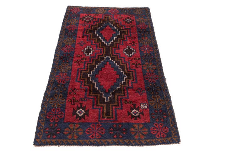 Detail image of 2' 10 x 4' 9 Hand Knotted Balouch Persian Wool Rug