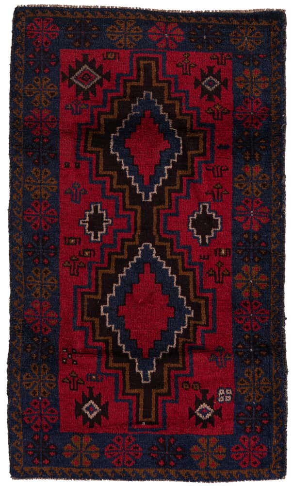 2' 10 x 4' 9 Hand Knotted Balouch Persian Wool Rug