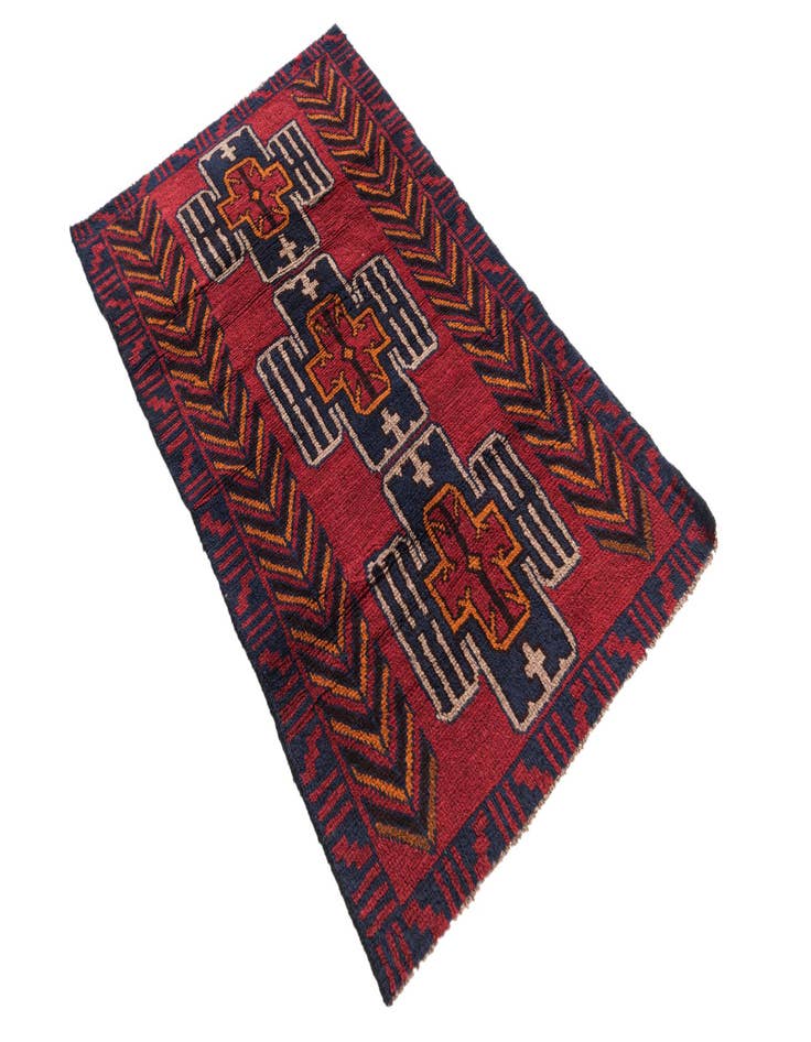 Detail image of 2' 10 x 4' 10 Hand Knotted Balouch Persian Wool Rug