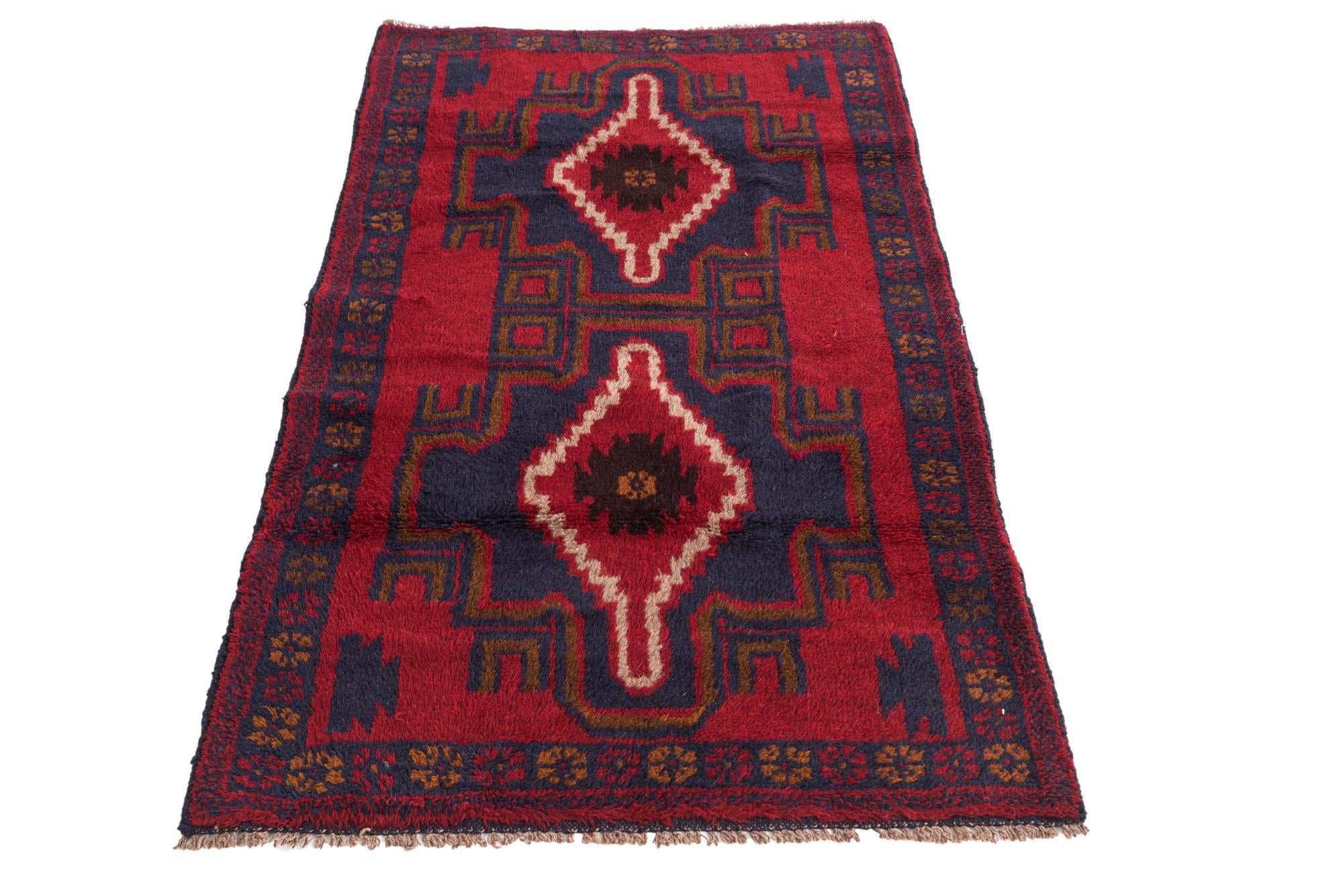 2' 9 x 4' 7 Hand Knotted Balouch Persian Wool Rug