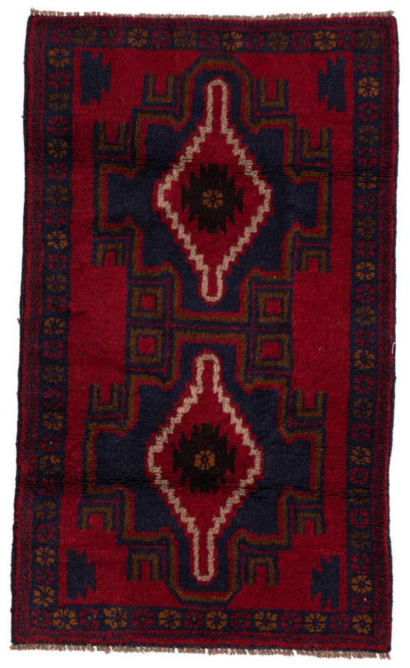 Detail image of 2' 9 x 4' 7 Hand Knotted Balouch Persian Wool Rug