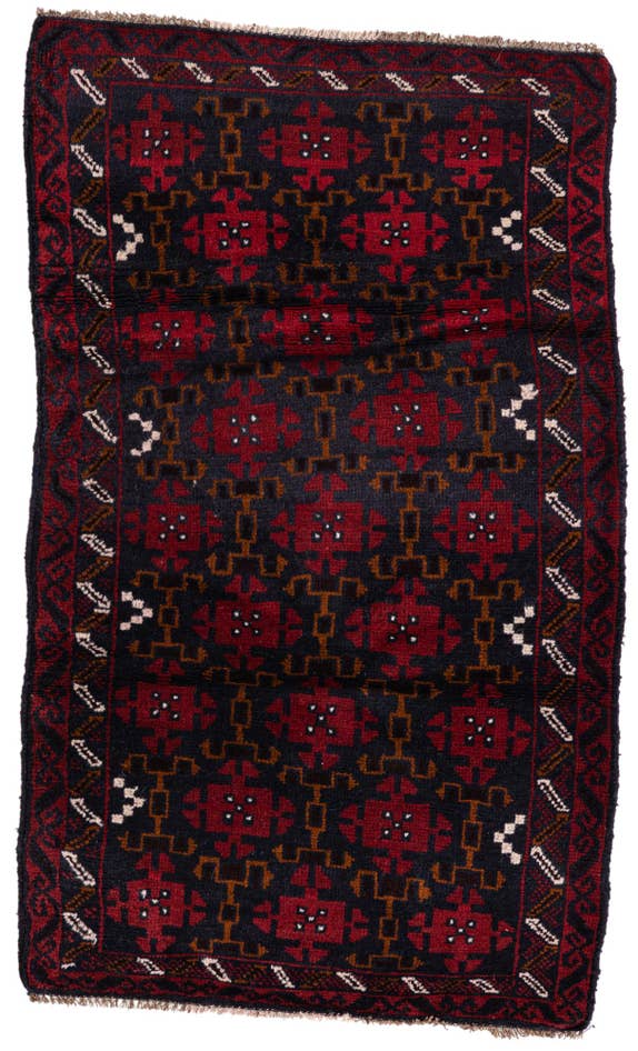 Detail image of 2' 9 x 4' 7 Hand Knotted Balouch Persian Wool Rug