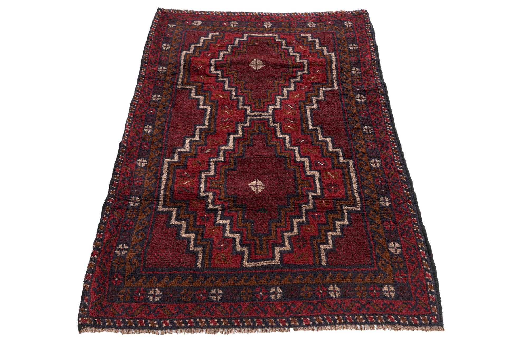 3' x 4' 7 Hand Knotted Balouch Persian Wool Rug