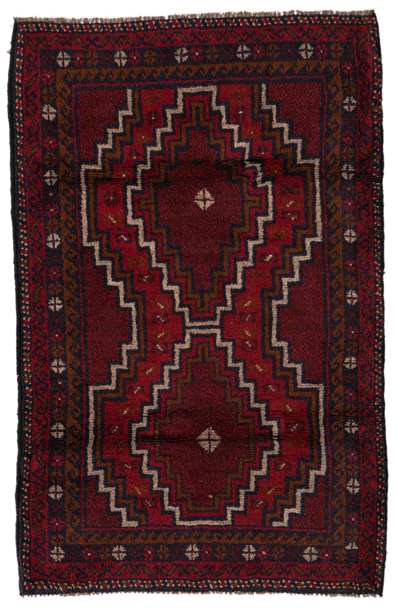 3' x 4' 7 Hand Knotted Balouch Persian Wool Rug