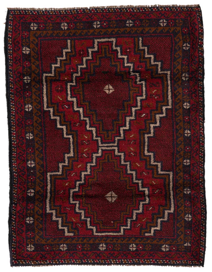Detail image of 3' x 4' 7 Hand Knotted Balouch Persian Wool Rug