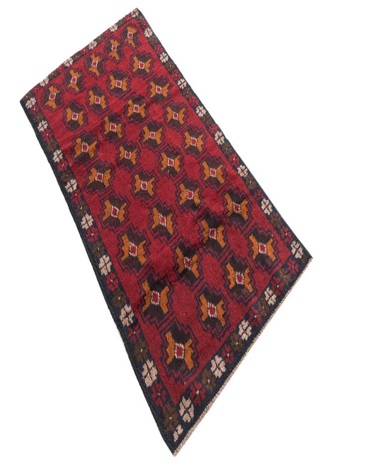 Detail image of 2' 8 x 5'  Hand Knotted Balouch Persian Wool Rug