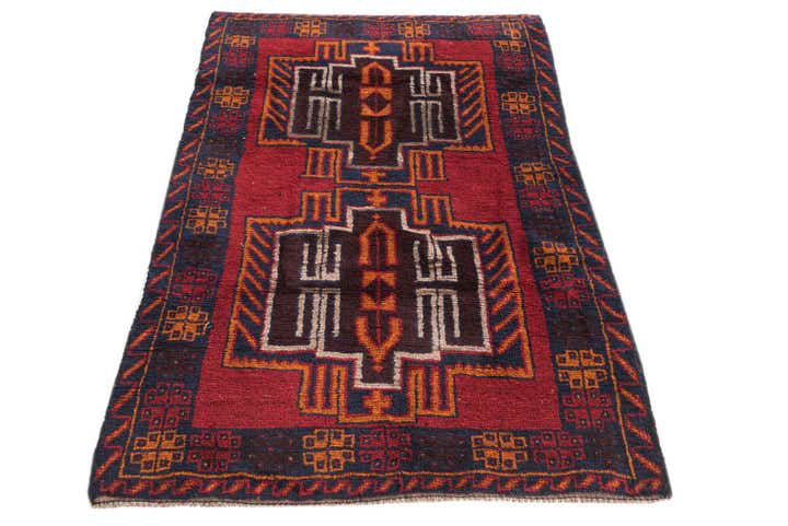 3' x 4' 8 Hand Knotted Balouch Persian Wool Rug