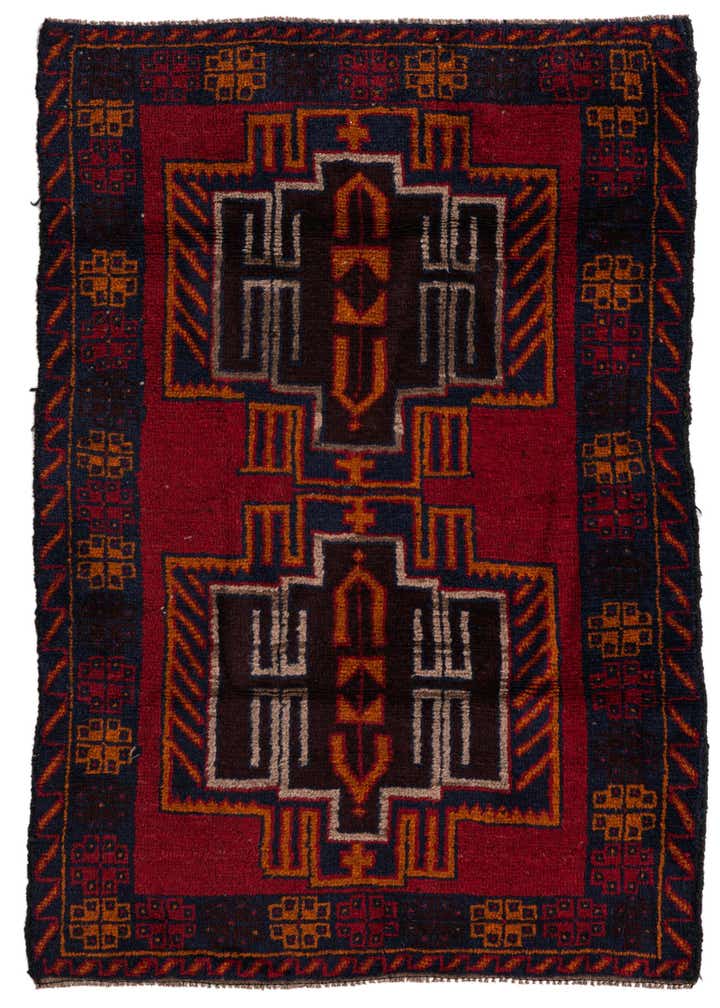 3' x 4' 8 Hand Knotted Balouch Persian Wool Rug