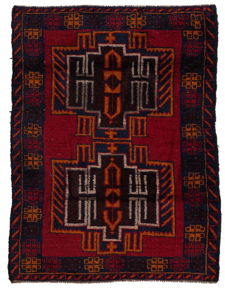 Detail image of 3' x 4' 8 Hand Knotted Balouch Persian Wool Rug