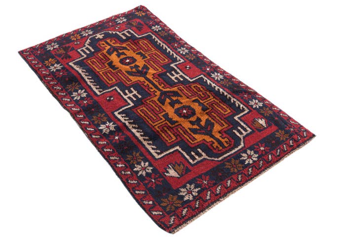Detail image of 2' 8 x 4' 9 Hand Knotted Balouch Persian Wool Rug