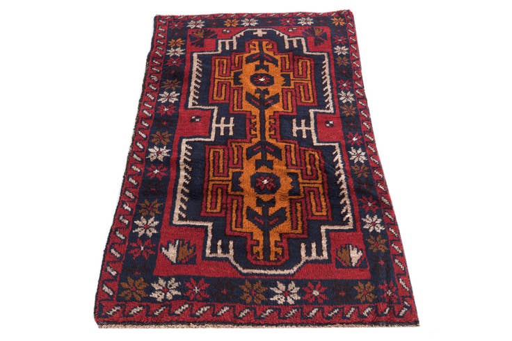 Detail image of 2' 8 x 4' 9 Hand Knotted Balouch Persian Wool Rug