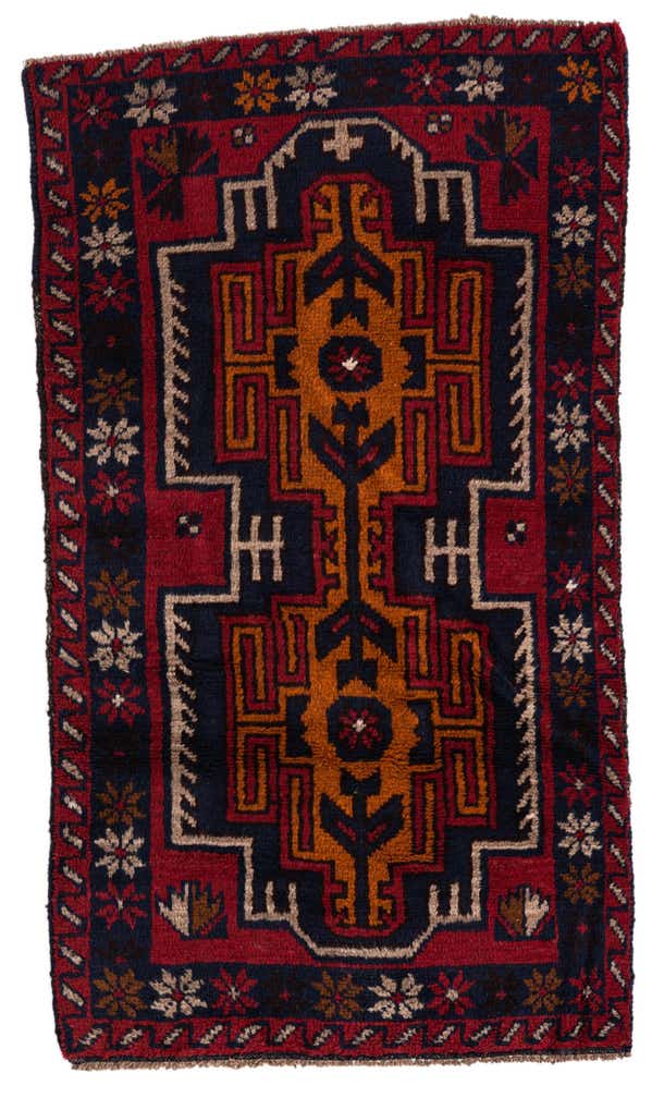 2' 8 x 4' 9 Hand Knotted Balouch Persian Wool Rug