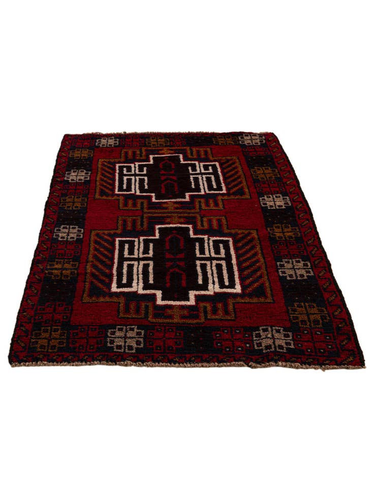 Detail image of 2' 10 x 4' 7 Hand Knotted Balouch Persian Wool Rug