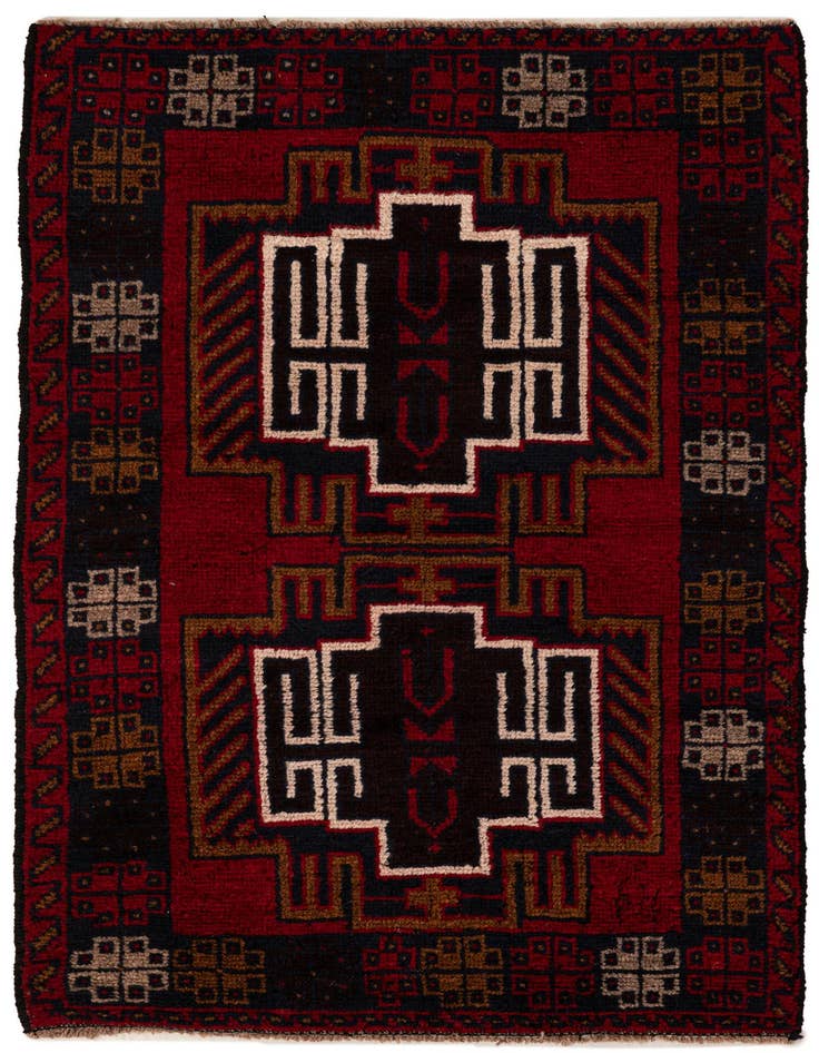 Detail image of 2' 10 x 4' 7 Hand Knotted Balouch Persian Wool Rug