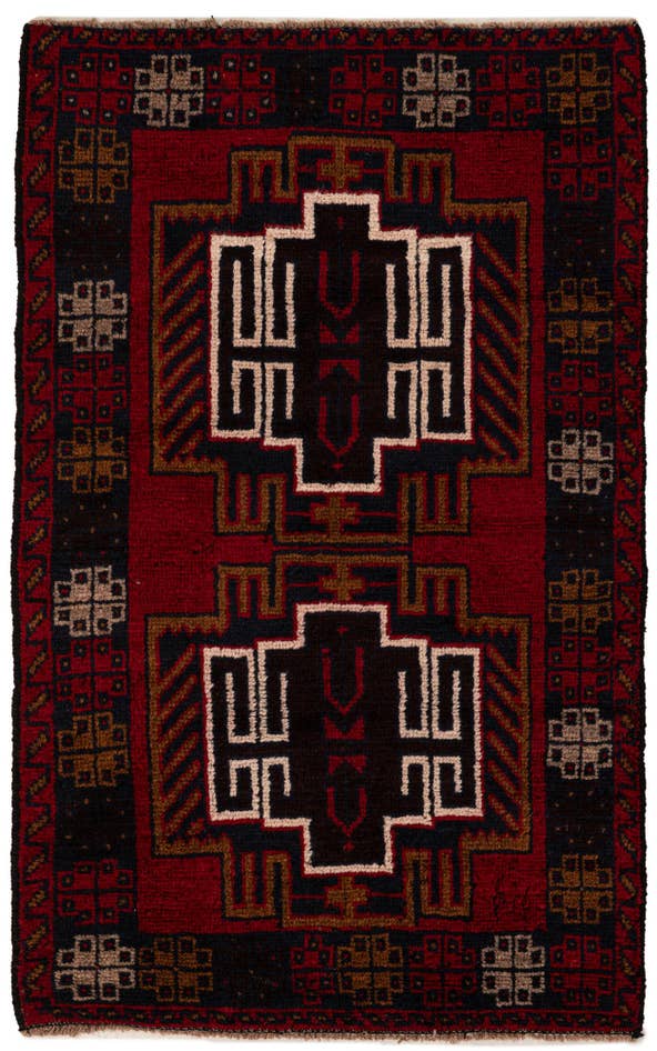 Detail image of 2' 10 x 4' 7 Hand Knotted Balouch Persian Wool Rug