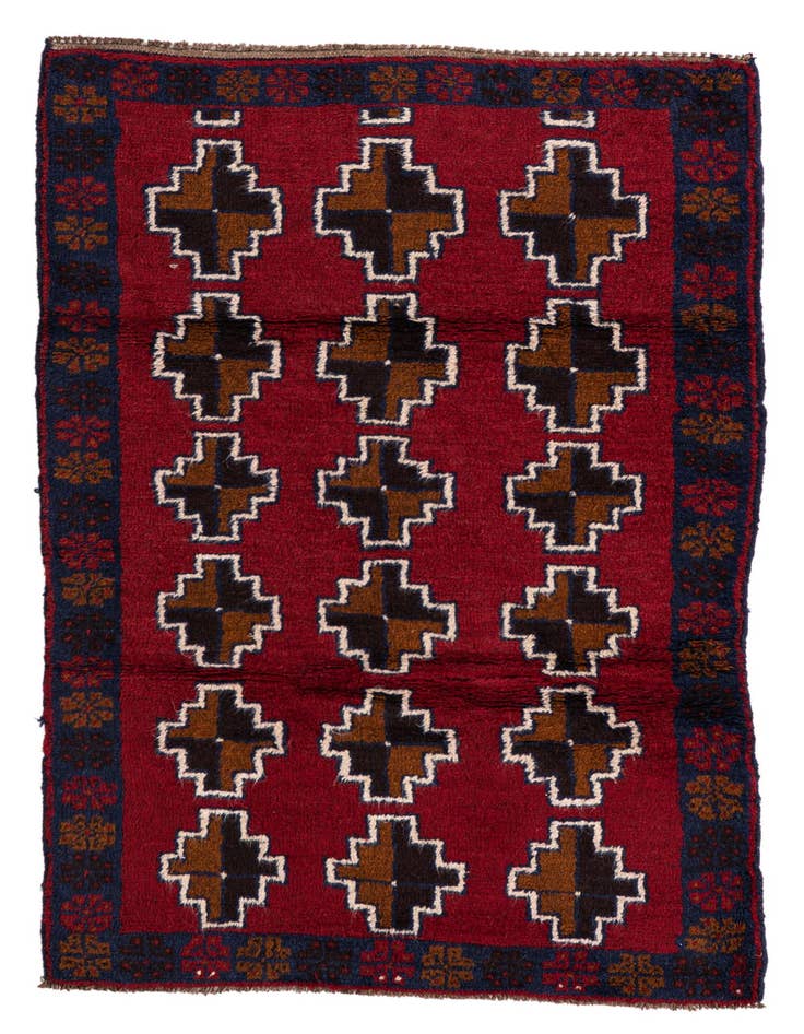 Detail image of 2' 10 x 4' 9 Hand Knotted Balouch Persian Wool Rug
