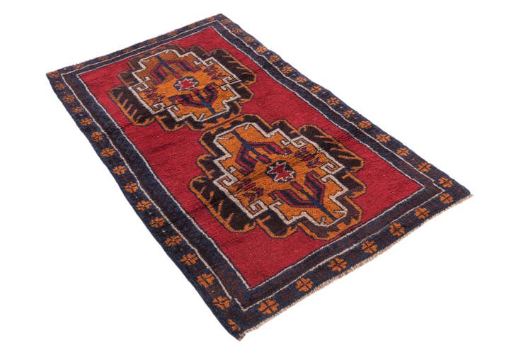 Detail image of 2' 10 x 4' 8 Hand Knotted Balouch Persian Wool Rug