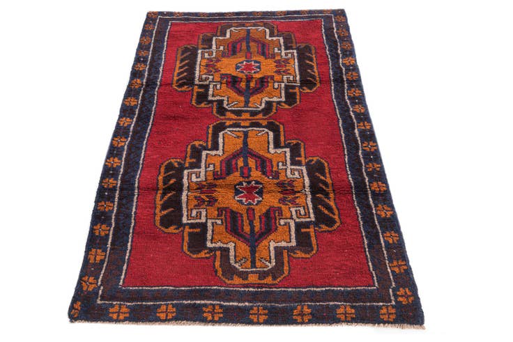 Detail image of 2' 10 x 4' 8 Hand Knotted Balouch Persian Wool Rug