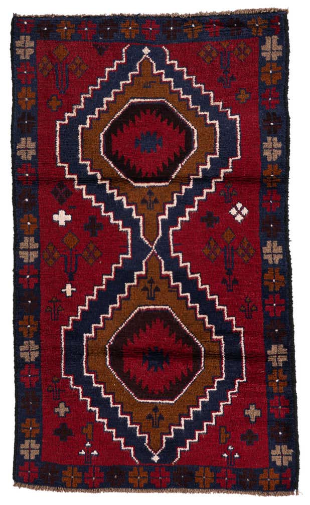 2' 9 x 4' 9 Hand Knotted Balouch Persian Wool Rug