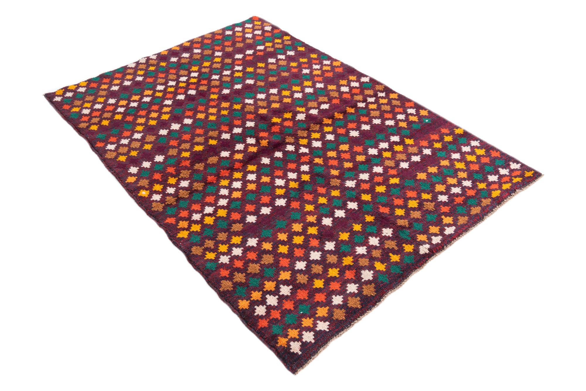 4' x 5' 9 Hand Knotted Balouch Wool Rug