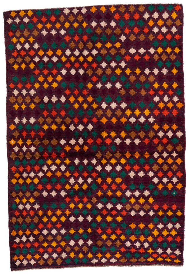 Detail image of 4' x 5' 9 Hand Knotted Balouch Wool Rug