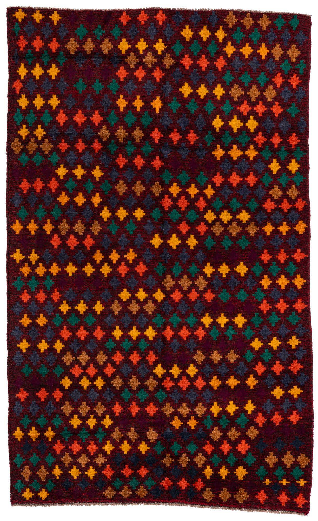 4' x 6' 5 Hand Knotted Balouch Wool Rug
