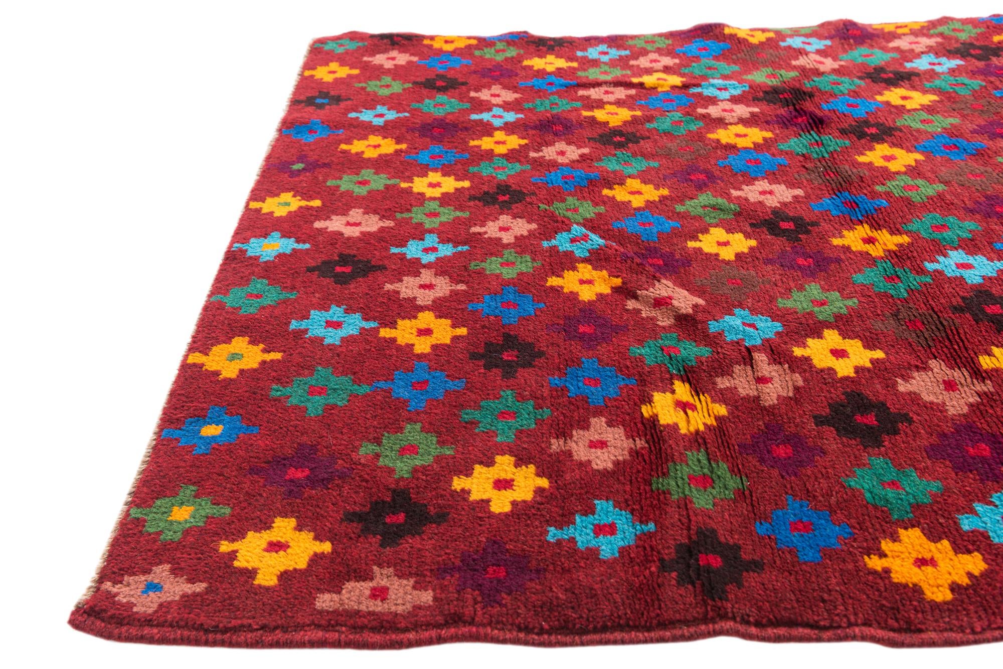 3' 4 x 4' 9 Hand Knotted Balouch Wool Rug