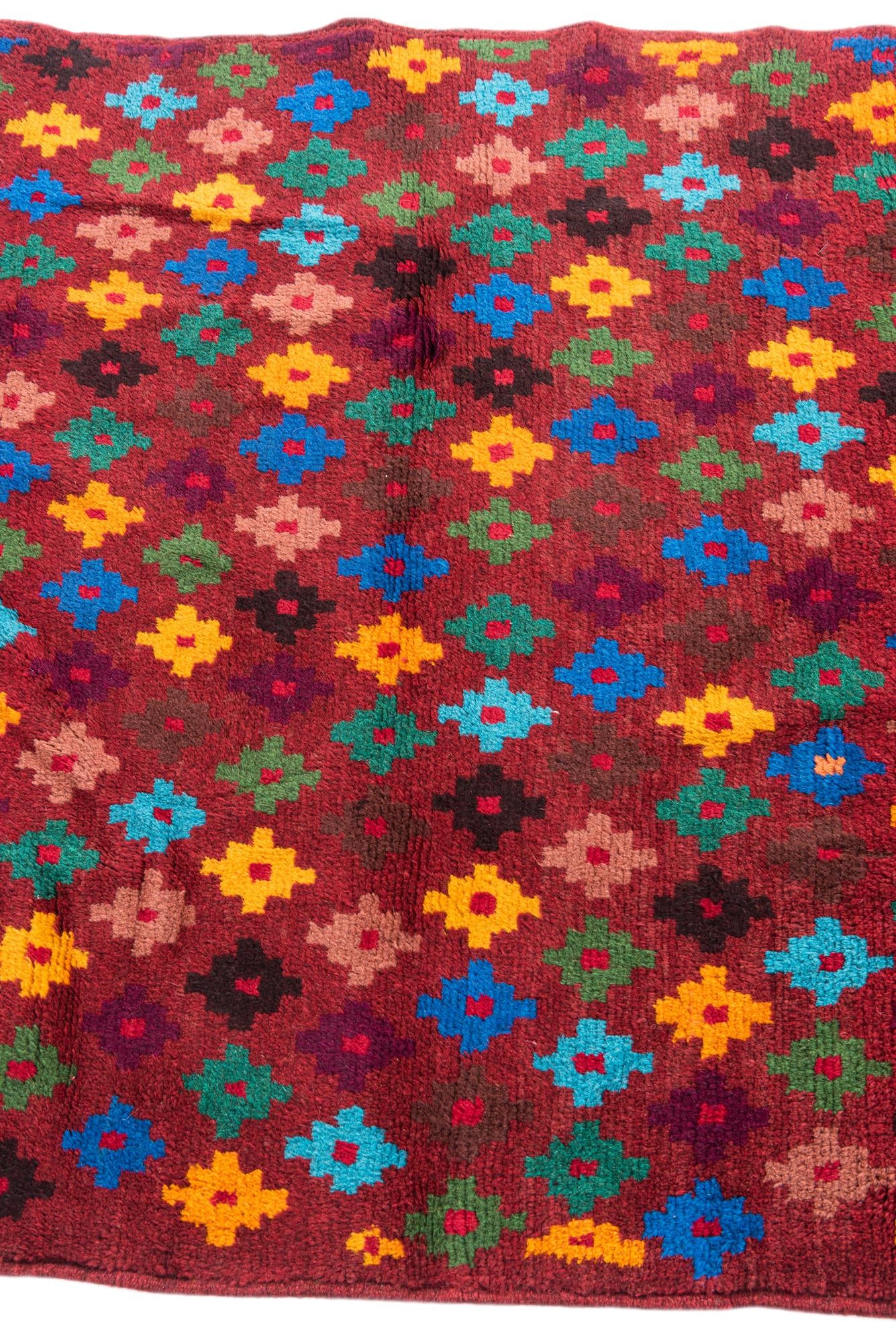 3' 4 x 4' 9 Hand Knotted Balouch Wool Rug