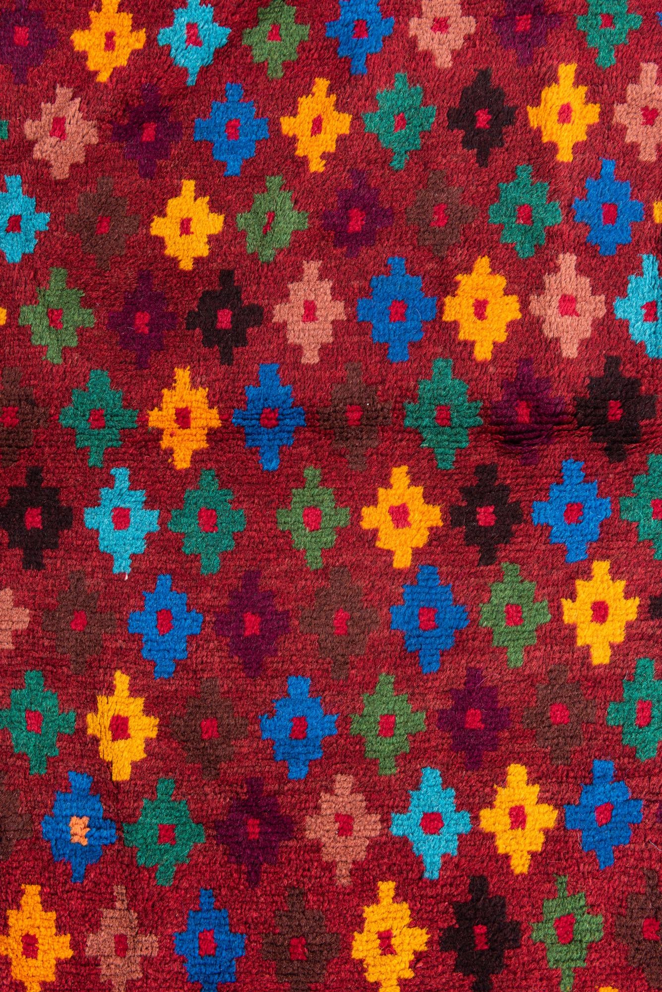 3' 4 x 4' 9 Hand Knotted Balouch Wool Rug