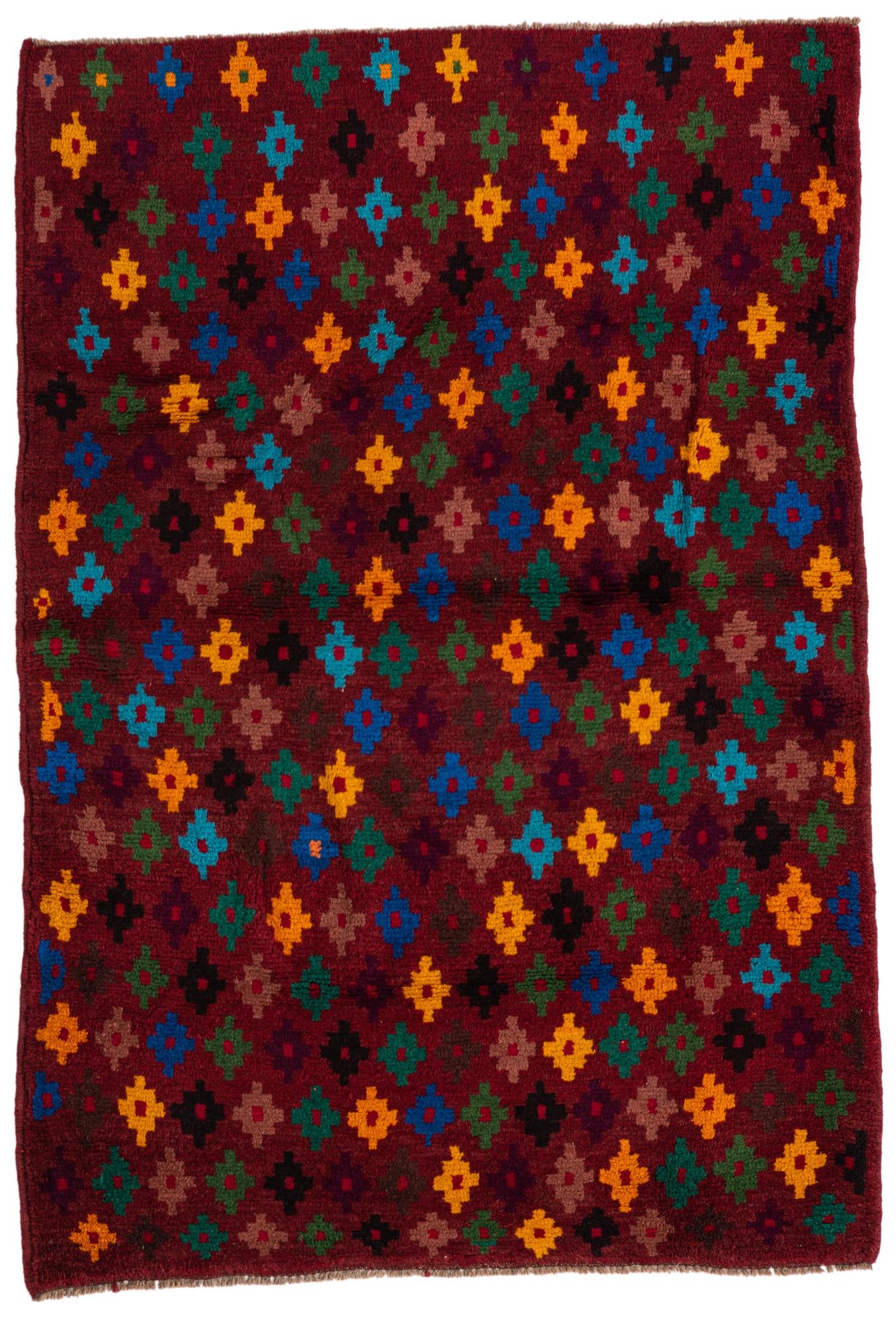 3' 4 x 4' 9 Hand Knotted Balouch Wool Rug
