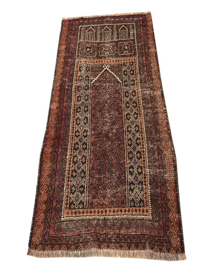 Detail image of 3' 4 x 4' 10  Hand Knotted Balouch Persian Wool Rug