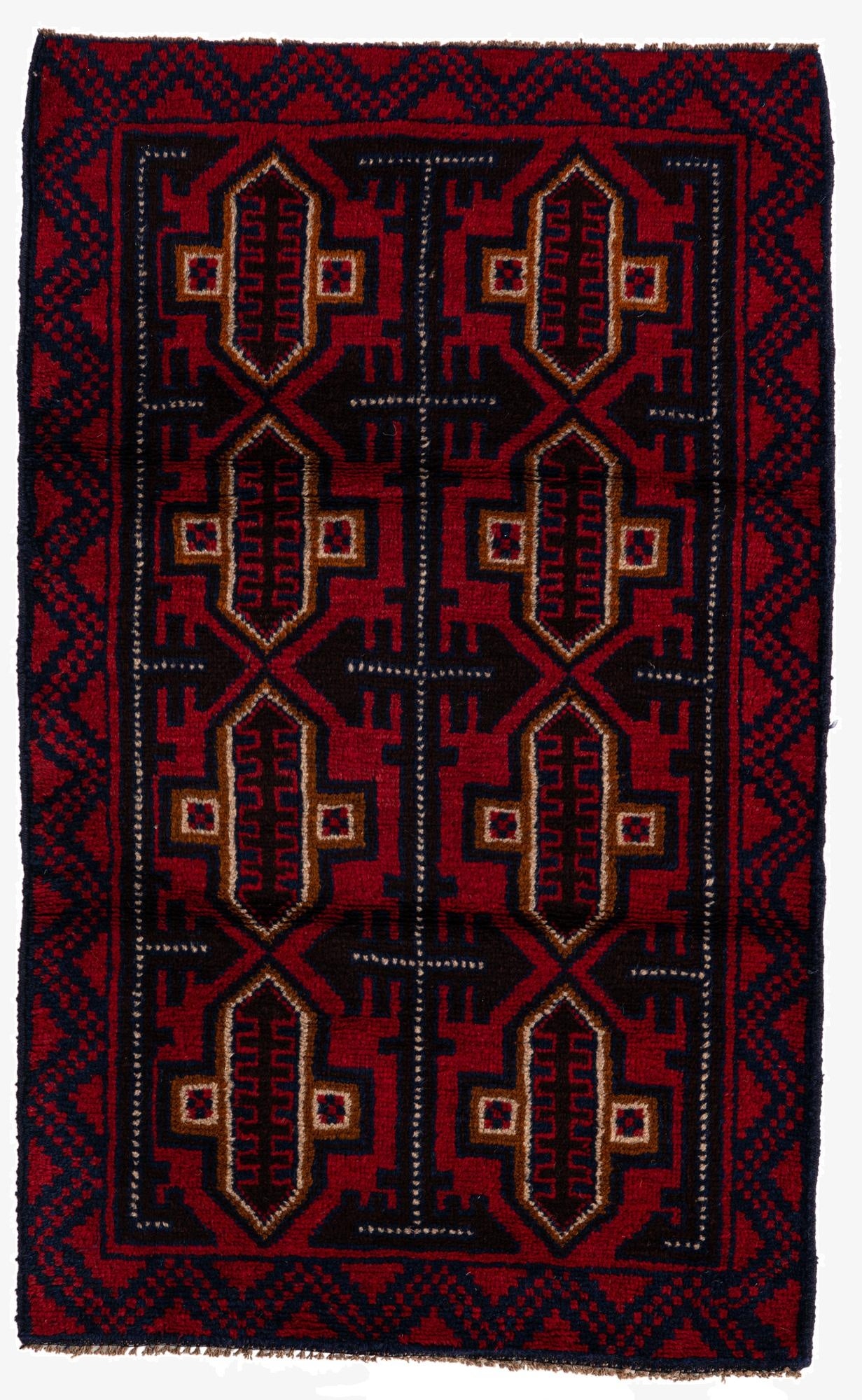 2' 10 x 4' 7  Hand Knotted Balouch Persian Wool Rug