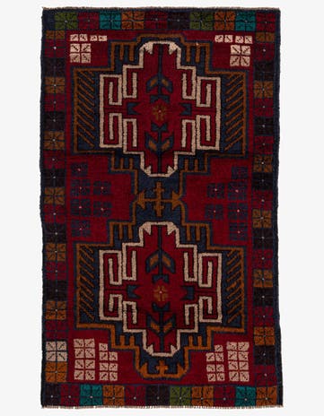 2' 9 x 4' 7 Hand Knotted Balouch Persian Wool Rug