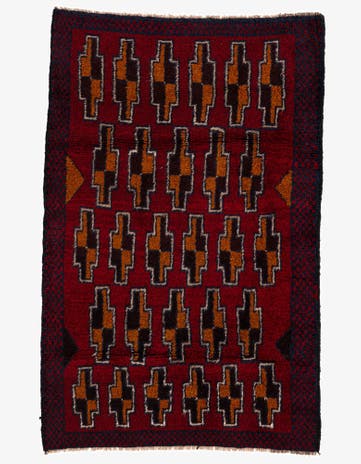 2' 10 x 4' 6 Hand Knotted Balouch Persian Wool Rug