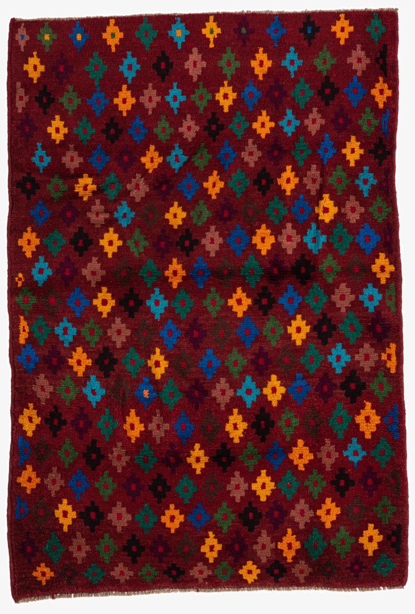 3' 4 x 4' 9  Hand Knotted Balouch Wool Rug