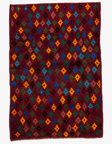 3' 4 x 4' 9 Hand Knotted Balouch Wool Rug