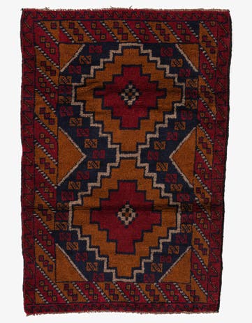 3' x 4' 7 Hand Knotted Balouch Persian Wool Rug