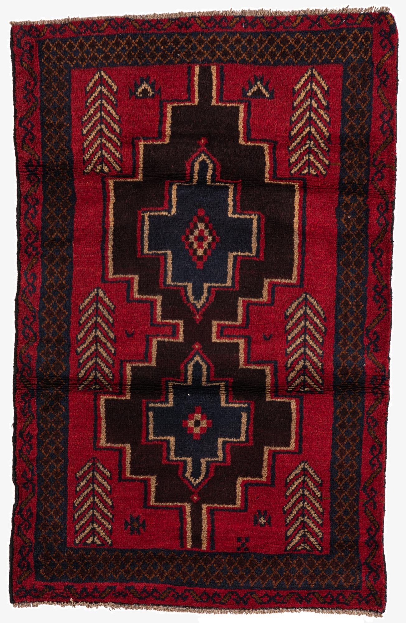 3' x 4' 8  Hand Knotted Balouch Persian Wool Rug