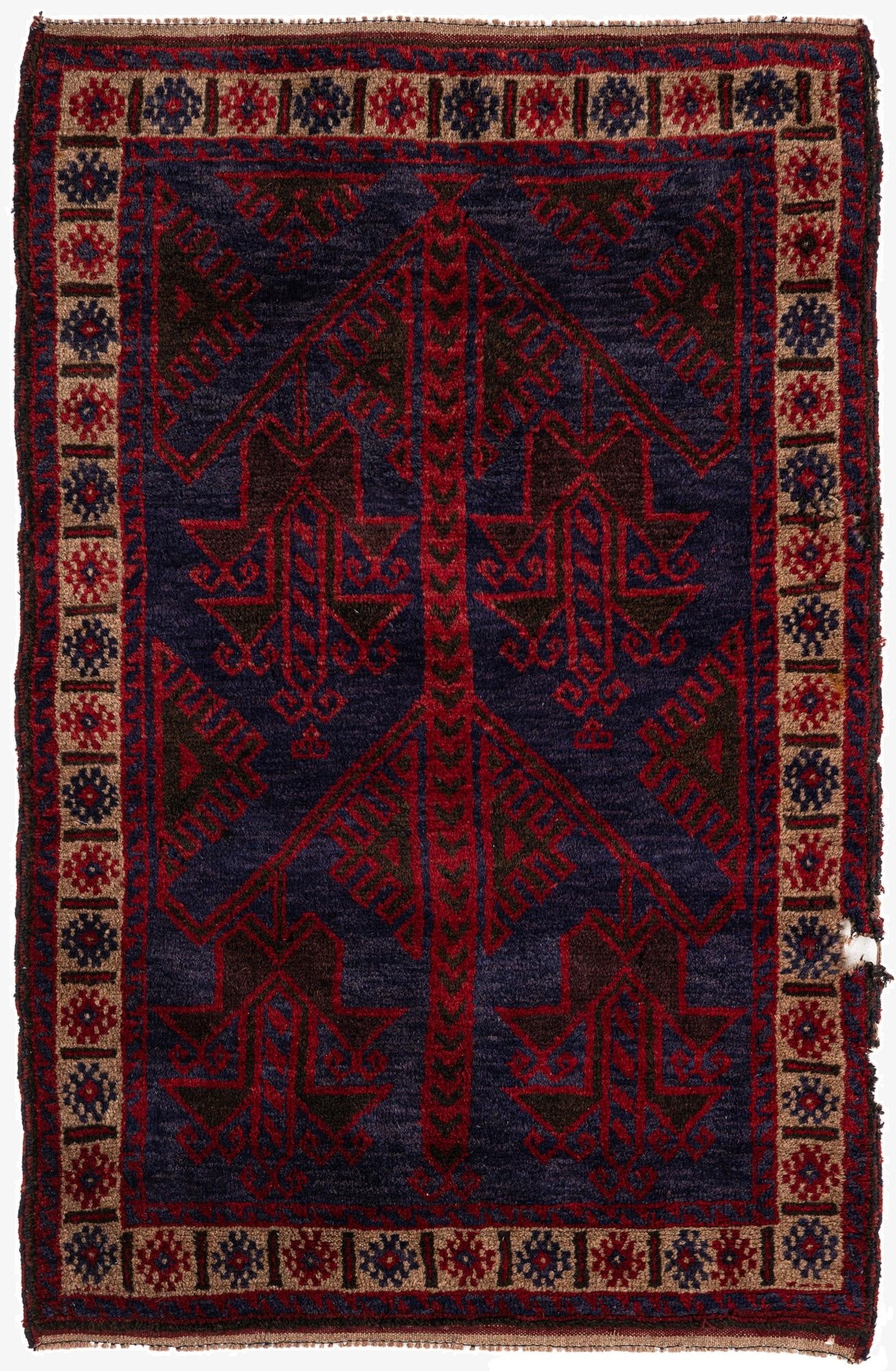 3' x 4' 9  Hand Knotted Balouch Persian Wool Rug