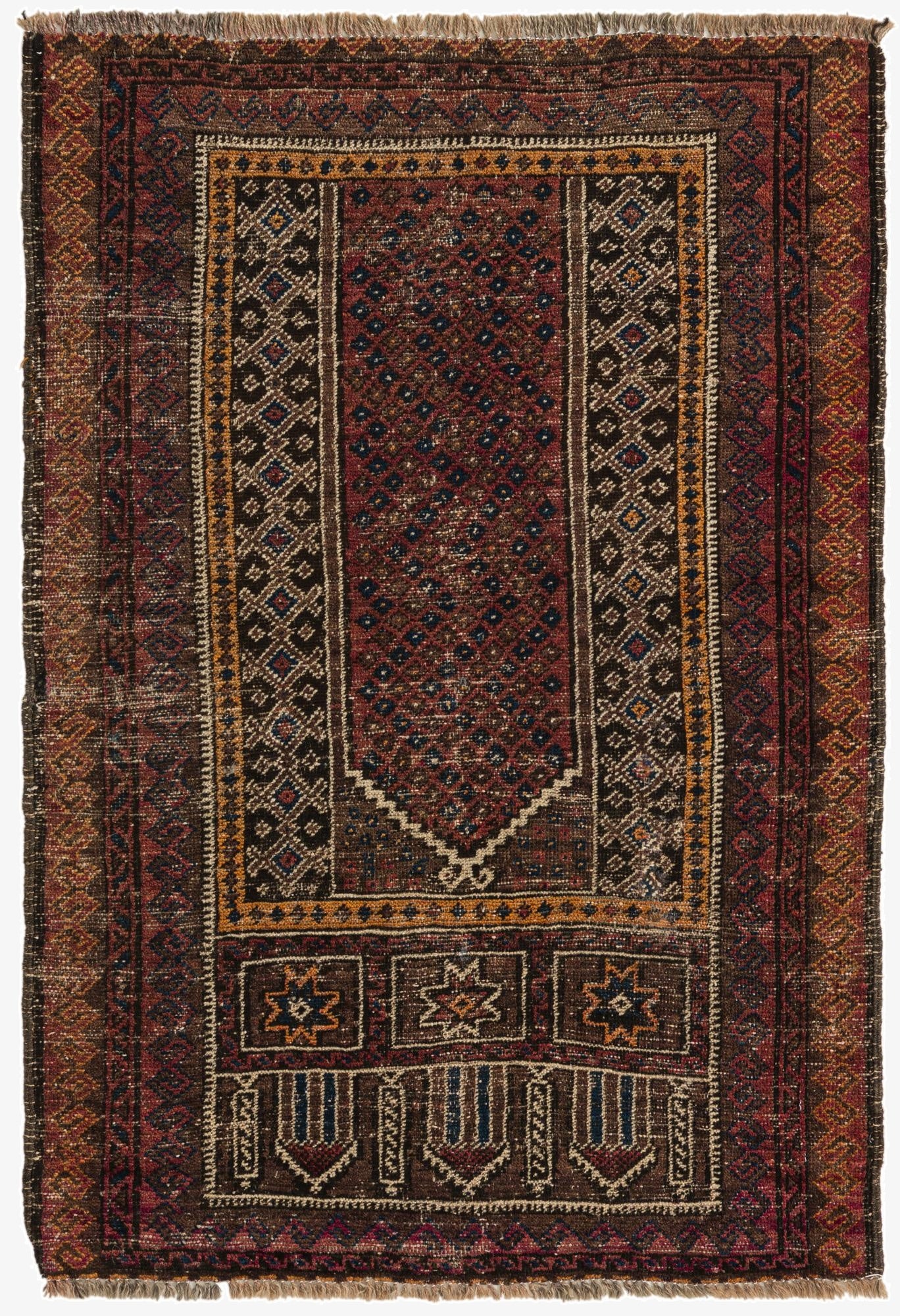 3' 4 x 4' 10  Hand Knotted Balouch Persian Wool Rug