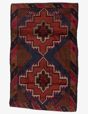 2' 10 x 4' 6 Hand Knotted Balouch Persian Wool Rug